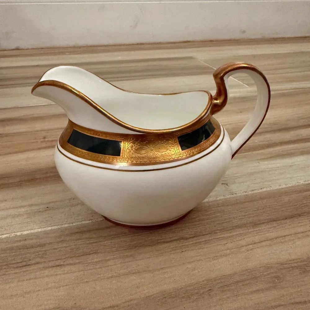 Vintage Aynsley Empress Laurel Creamer Pitcher Cobalt Blue 24k Gold Bone China